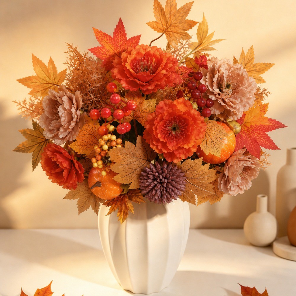 Plant Parent Gifts - Autumn Artificial Flowers Bouquet Silk Maple