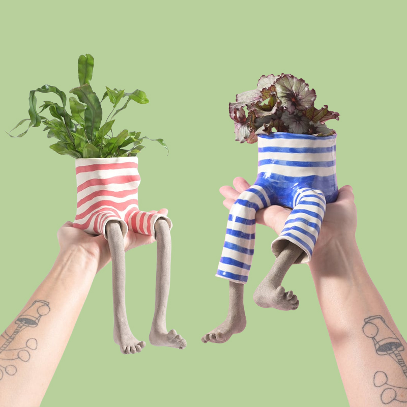 1Pcs Novelty Sitting Legs Cera - Plant Parent Pot 评论和价格